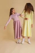 Vibe Girls 2Pc Mallow Ribbed T-shirt with Parachute Pocket Skirt Mauve