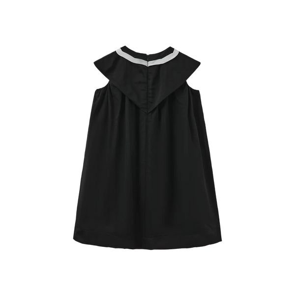 Lilou Girls Trim Collared Sailor Dress Black