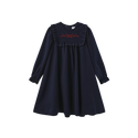 Papillon Girls Pilro Wool Embroidered Bib Dress Navy