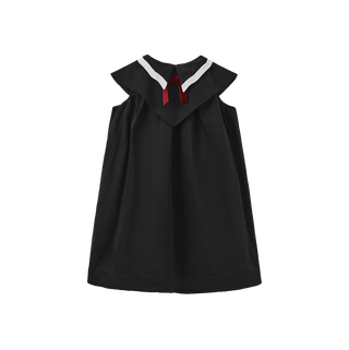Lilou Girls Trim Collared Sailor Dress Black