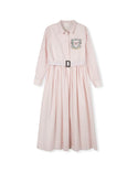 Vibe Girls Pinstriped Belted Shirt Dress Pink