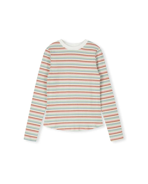 Vibe Girls Multi Striped Ribbed T-shirt
