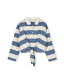 Vibe Girls Wide Striped Tie Polo Blue