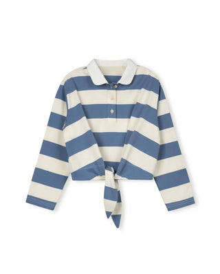 Vibe Girls Wide Striped Tie Polo Blue