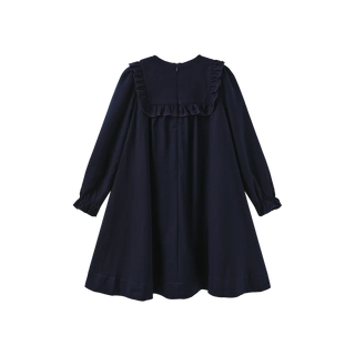Papillon Girls Pilro Wool Embroidered Bib Dress Navy