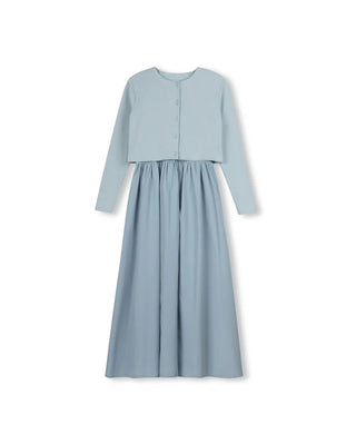 Vibe Girls Rib Cardigan And Jumper Dusty Blue