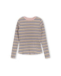 Vibe Girls Multi Striped Ribbed T-shirt