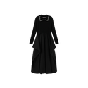 Minimal Teen Knit Collared Bubble Dress Black