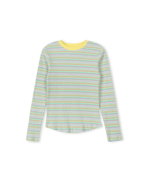 Vibe Girls Multi Striped Ribbed T-shirt