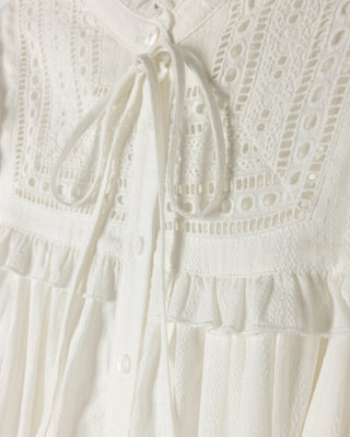 Minimal Girls Linen Detailed Midi Dress White