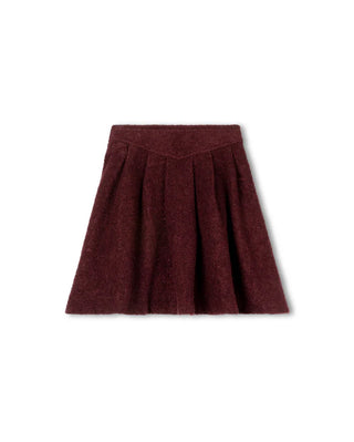 One Child Girls Regina Wool Pleated Skirt Burgundy