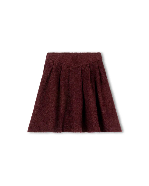 One Child Girls Regina Wool Pleated Skirt Burgundy