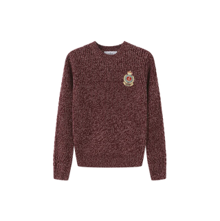 Vibe Teen Marled Big Patch Knit Sweater Burgundy