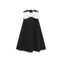 Lilou Girls Big Bow Scuba A-line Jumper Black