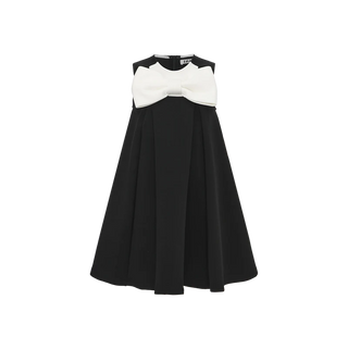 Lilou Girls Big Bow Scuba A-line Jumper Black