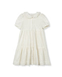 Lilou Girls Eyelet Tiered Collared Dress Ivory