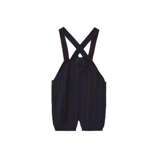 Harper James Pilro Knit Pinstripe Overalls Navy