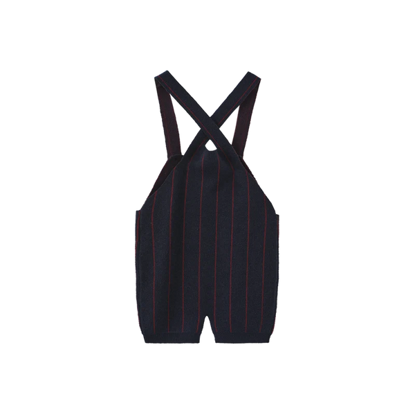 Harper James Pilro Knit Pinstripe Overalls Navy