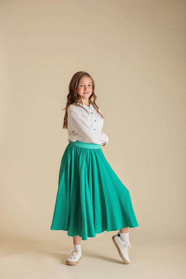 Vibe Girls Ropo Gauze Midi Skirt Green
