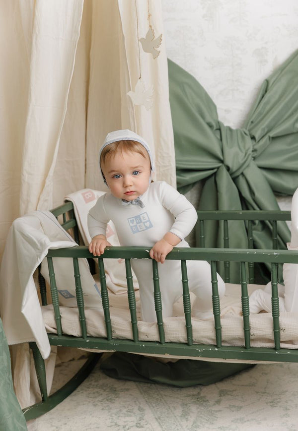 Mon Tresor Baby Bliss Bebe Boys Layette Set Ivory & Blue