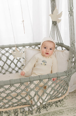 Mon Tresor Baby My Little Mushroom Layette Set Ivory & Blue