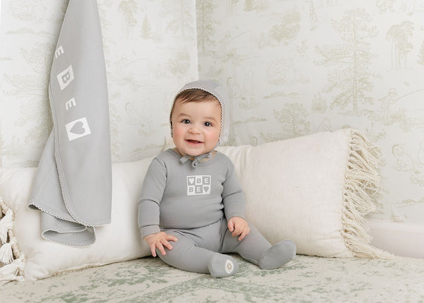 Mon Tresor Baby Bliss Bebe Boys Footie Stone Blue