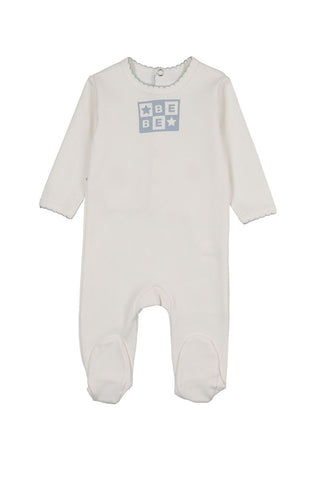 Mon Tresor Baby Bliss Bebe Boys Footie Ivory & Blue
