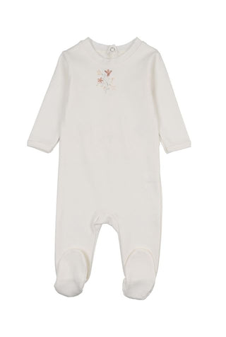 Mon Tresor Baby My Little Flower Footie Ivory & Rose