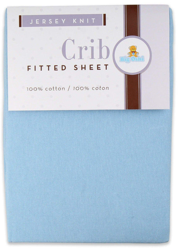 Big Oshi Fitted Knit Cotton Crib Sheet Light Blue - 13th Avenue