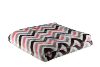 Big Oshi Chevron Blanket Pink & Grey 110x140cm - 13th Avenue