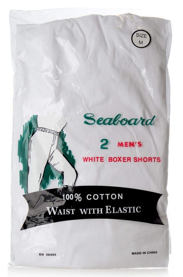 Seaboard Mens White Long Underpants 100% Cotton Pack of 2 - 13th Avenue