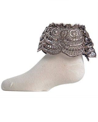 MeMoi Scalloped Metallic Anklet Girls Socks Style: MKF-6023 - 13th Avenue