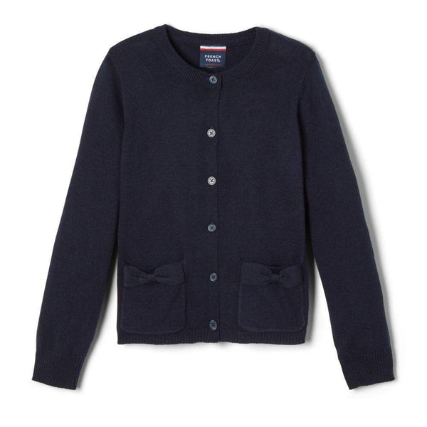 French Toast Girls Navy Bow Pocket Cardigan Sweater - 13th Avenue