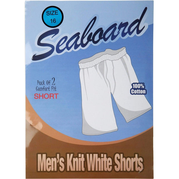 Seaboard Mens Knit White Shorts Pack of 2 - 13th Avenue