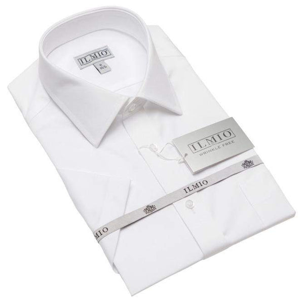 Ilmio Poly Cotton Silver Label Mens White Shirt Short Sleeves - 13th Avenue
