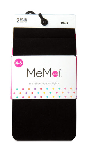 MeMoi Girls Essentials Nylon Tights 2 Pair Pack Black Style: MKB-112 - 13th Avenue